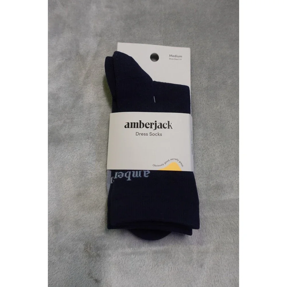NWT Amberjack Medium Unisex‎ Navy Blue Comfort Dress Socks